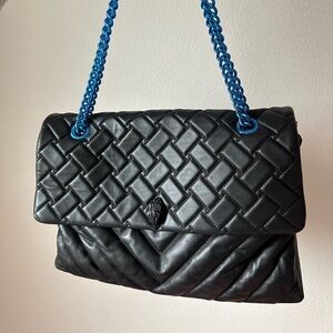 Kurt Geiger XXL Black Leather Blue Chain Bag